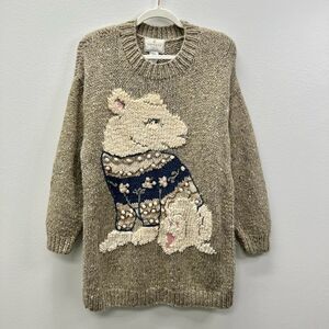 Vintage Express Tricot Handknitted Wool/Rabbit Hair Polar Bear Sweater Size M